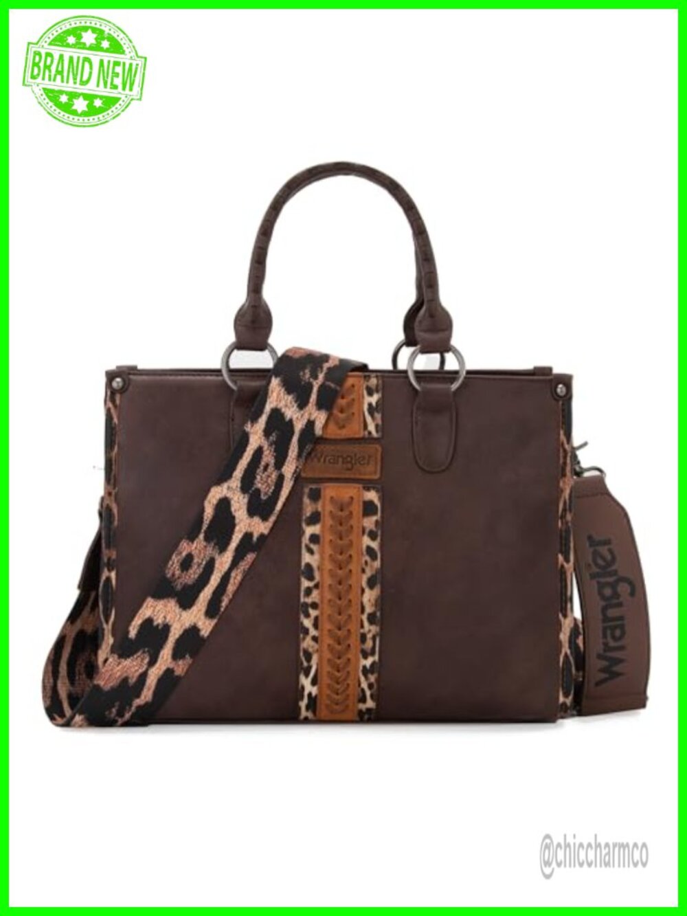 Leopard Print Woven Strap Western Tote Bag Top Handle Satchel Purse Vegan
